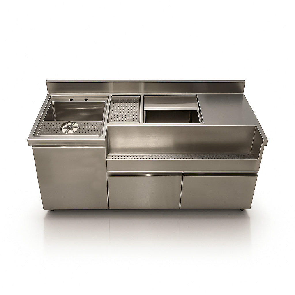 Chefco, 59"Stainless Steel Cocktail Station with Ice Bin (GTS-150)