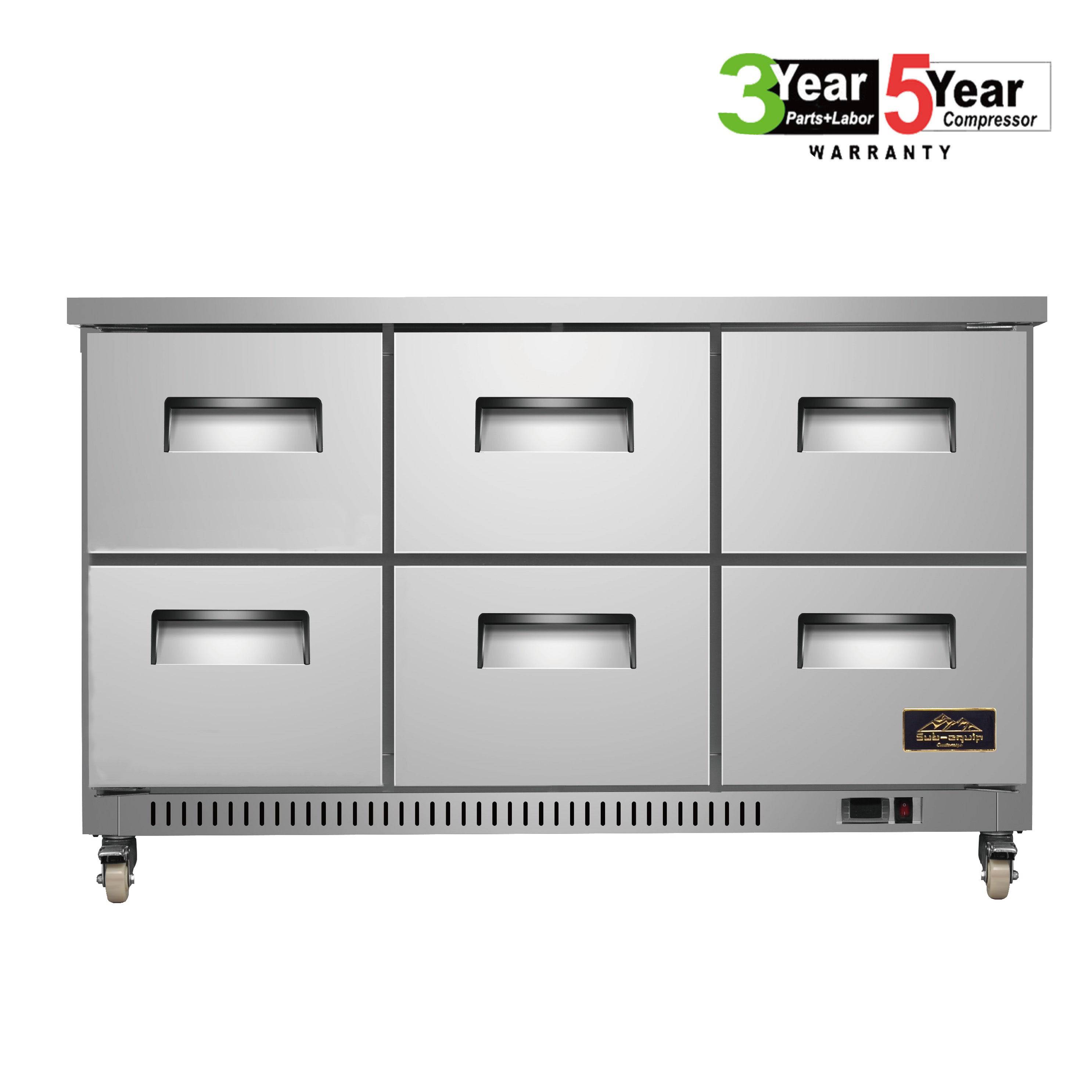 Sub-equip, 72" Under Counter Refrigerator/ Cooler with 6 Drawers - Chefcoca