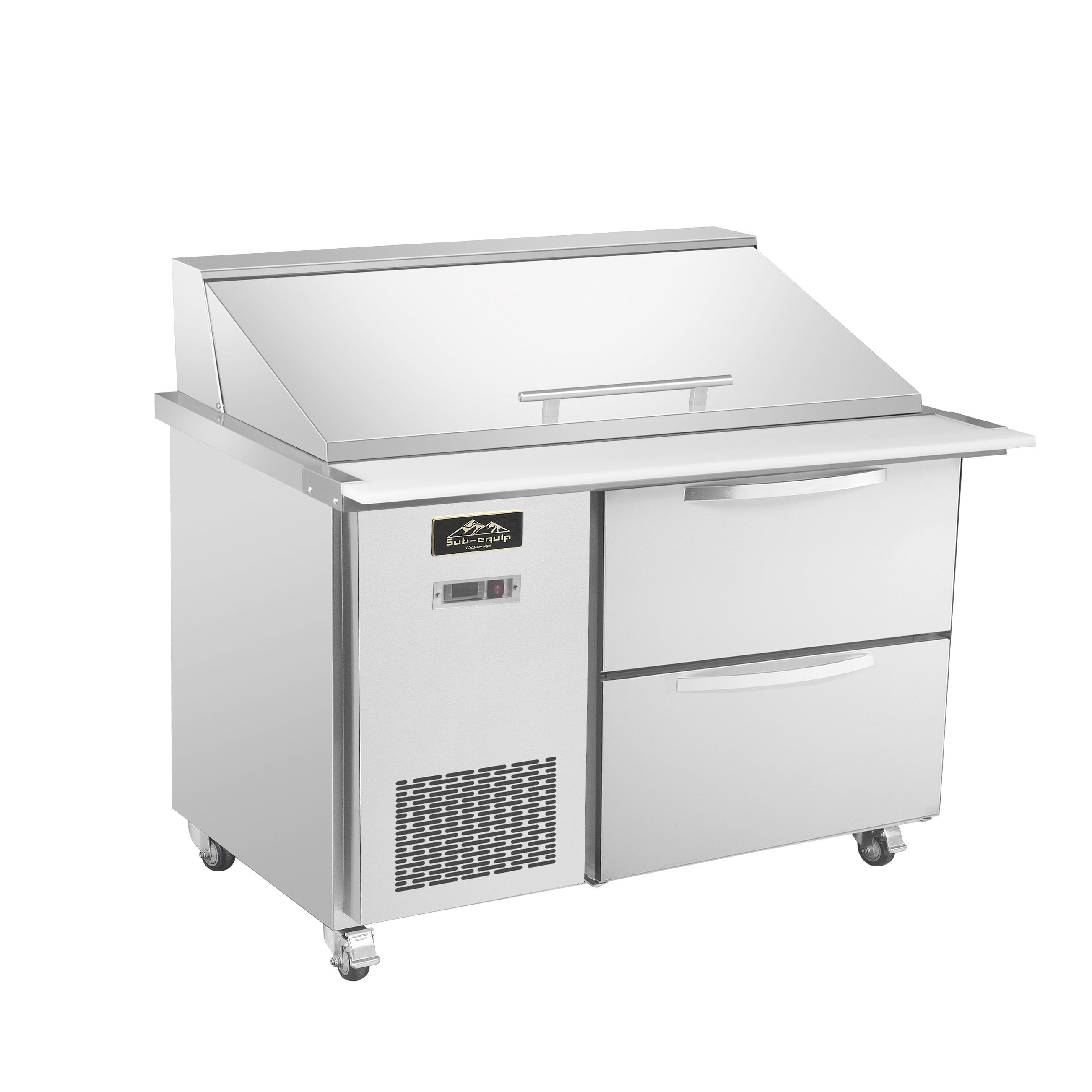 Sub-equip 48" Mega Top Cooler Salad and Sandwich Prep Table With Side Mounted Compressor +2 Drawers - Chefcoca