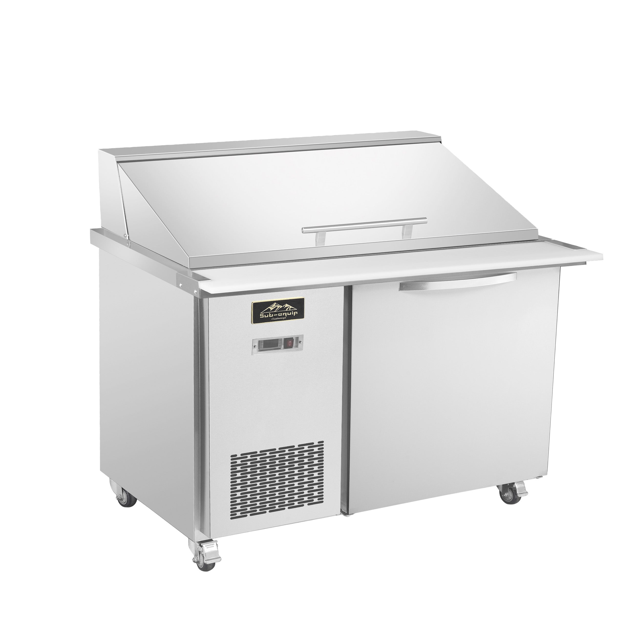 Sub-equip, 48" One Door Salad and Sandwich Refrigerated Prep Table With Side Mounted Compressor - Chefcoca