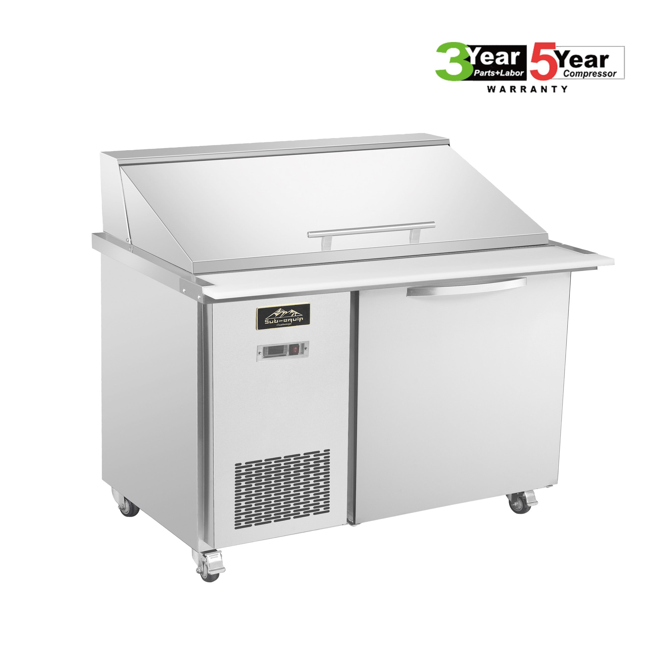 Sub-equip, 48" One Door Salad and Sandwich Refrigerated Prep Table With Side Mounted Compressor - Chefcoca