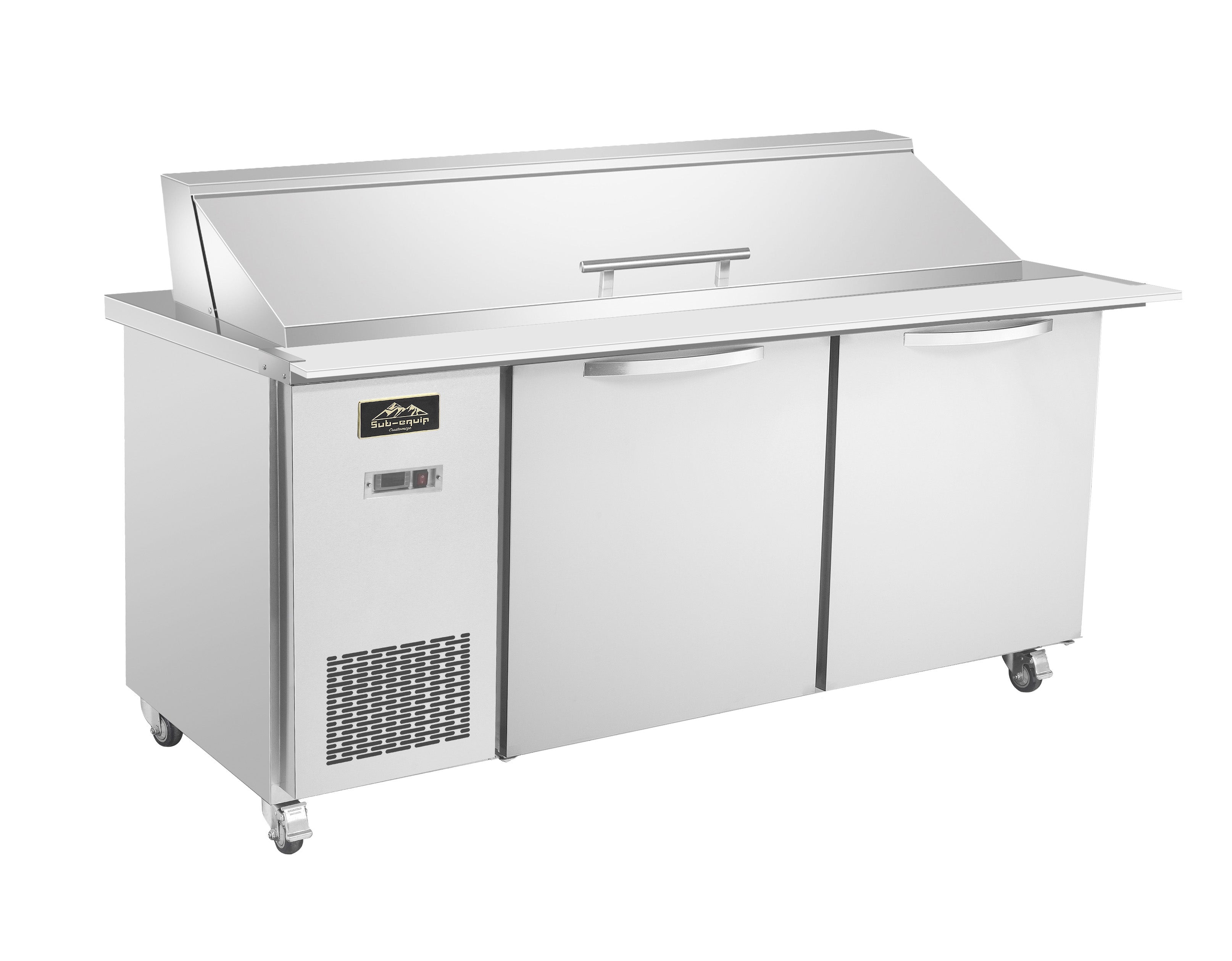 Sub-equip,60" 2 Doors Salad and Sandwich Refrigerated Prep Table With Side Mounted Compressor - Chefcoca