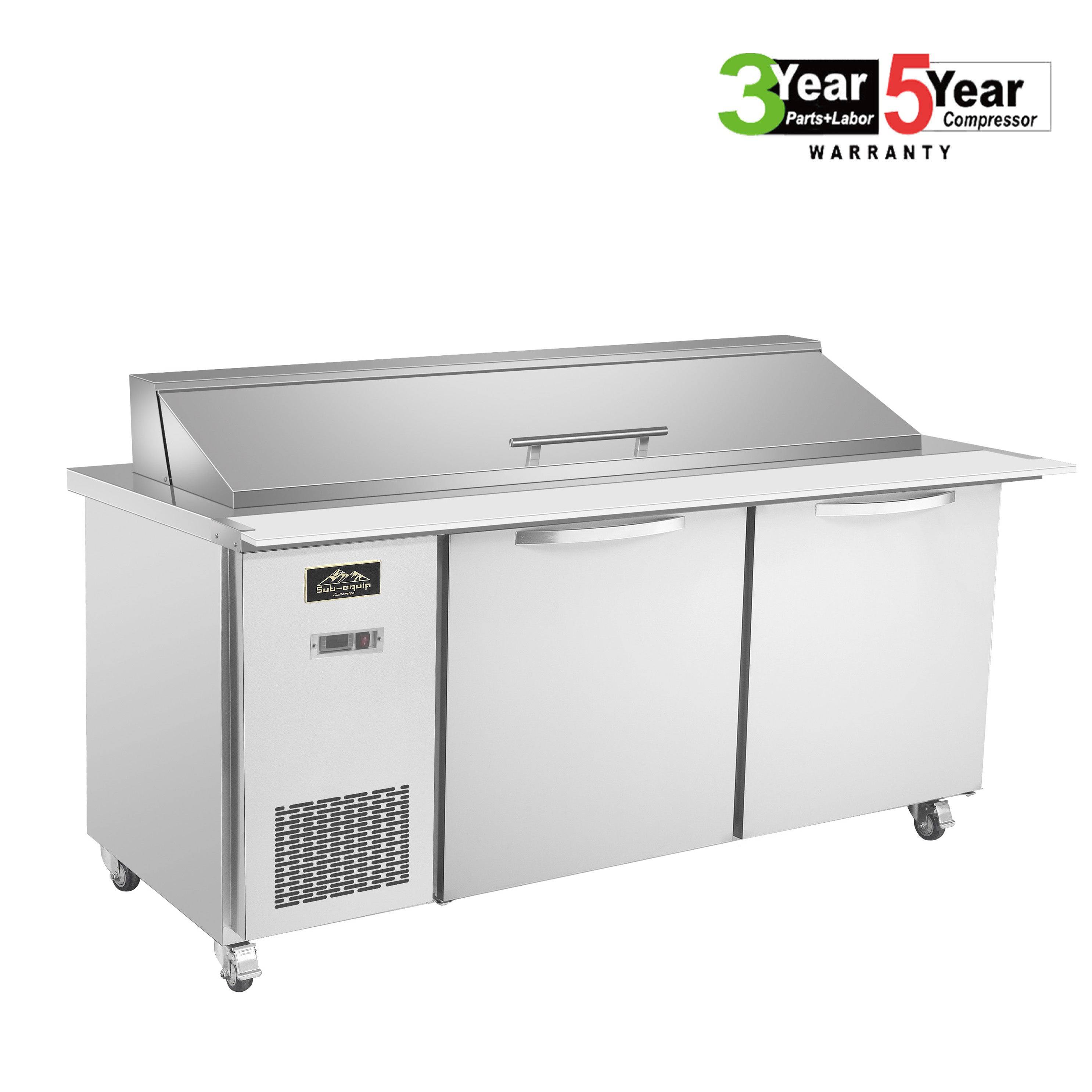 Sub-equip 60" Mega Top Cooler Salad and Sandwich Prep Table With Side Mounted Compressor - Chefcoca