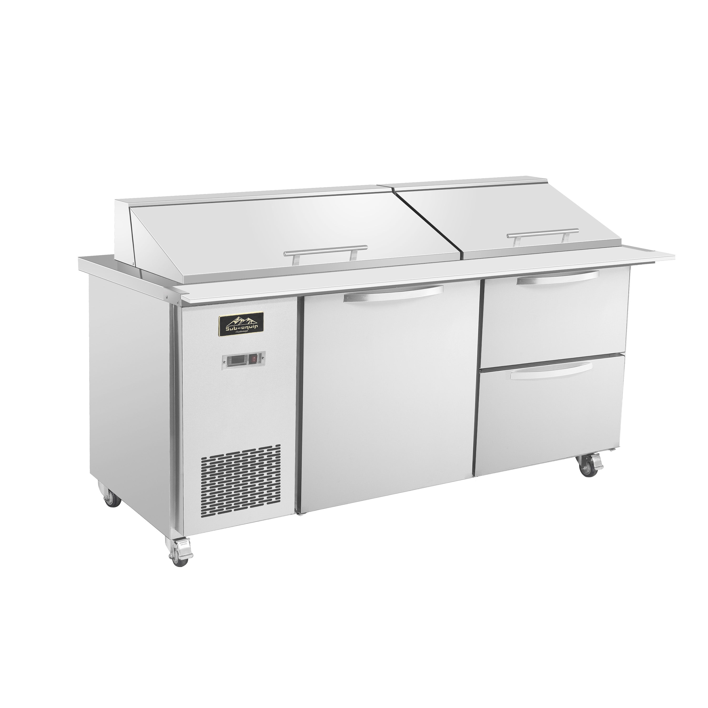 Sub-equip, 72"  Salad and Sandwich Refrigerated Prep Table With Side Mounted Compressor & 2 Drawers - Chefcoca
