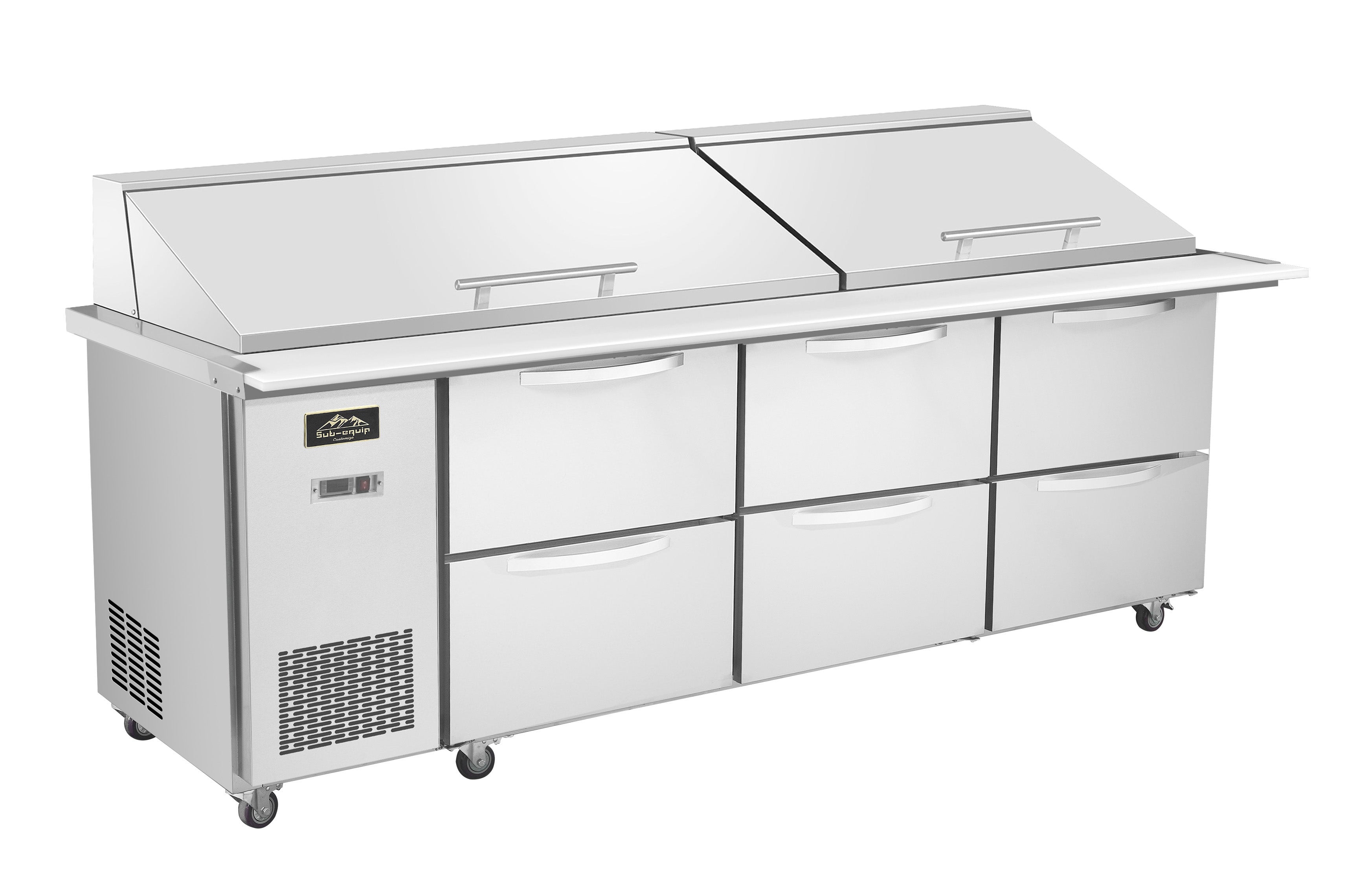 Sub-equip 96" Mega Top Cooler Salad and Sandwich Prep Table With Side Mounted Compressor + 6 Drawers - Chefcoca