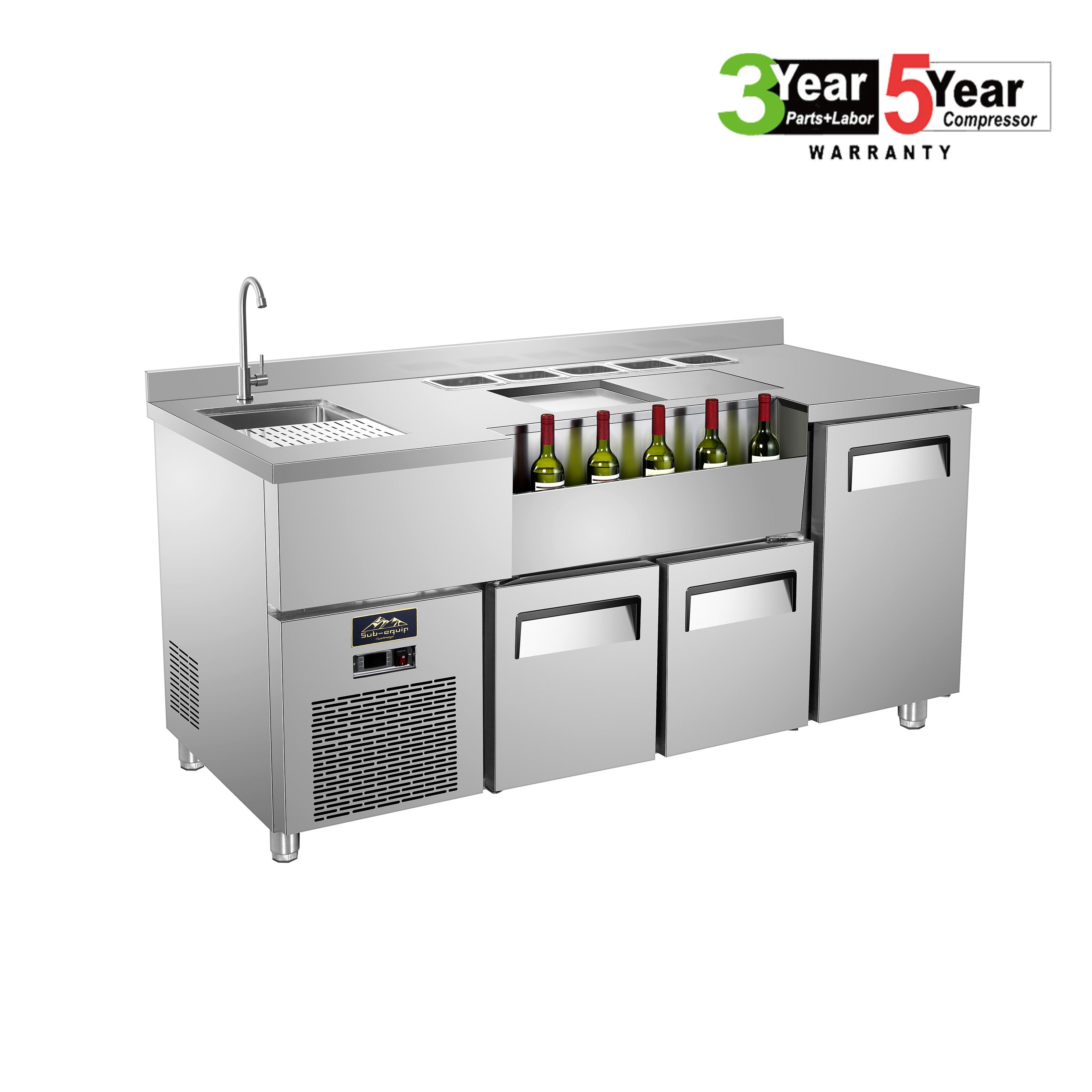 Sub-equip, 60" Commercial Workstation Refrigerator - Chefcoca