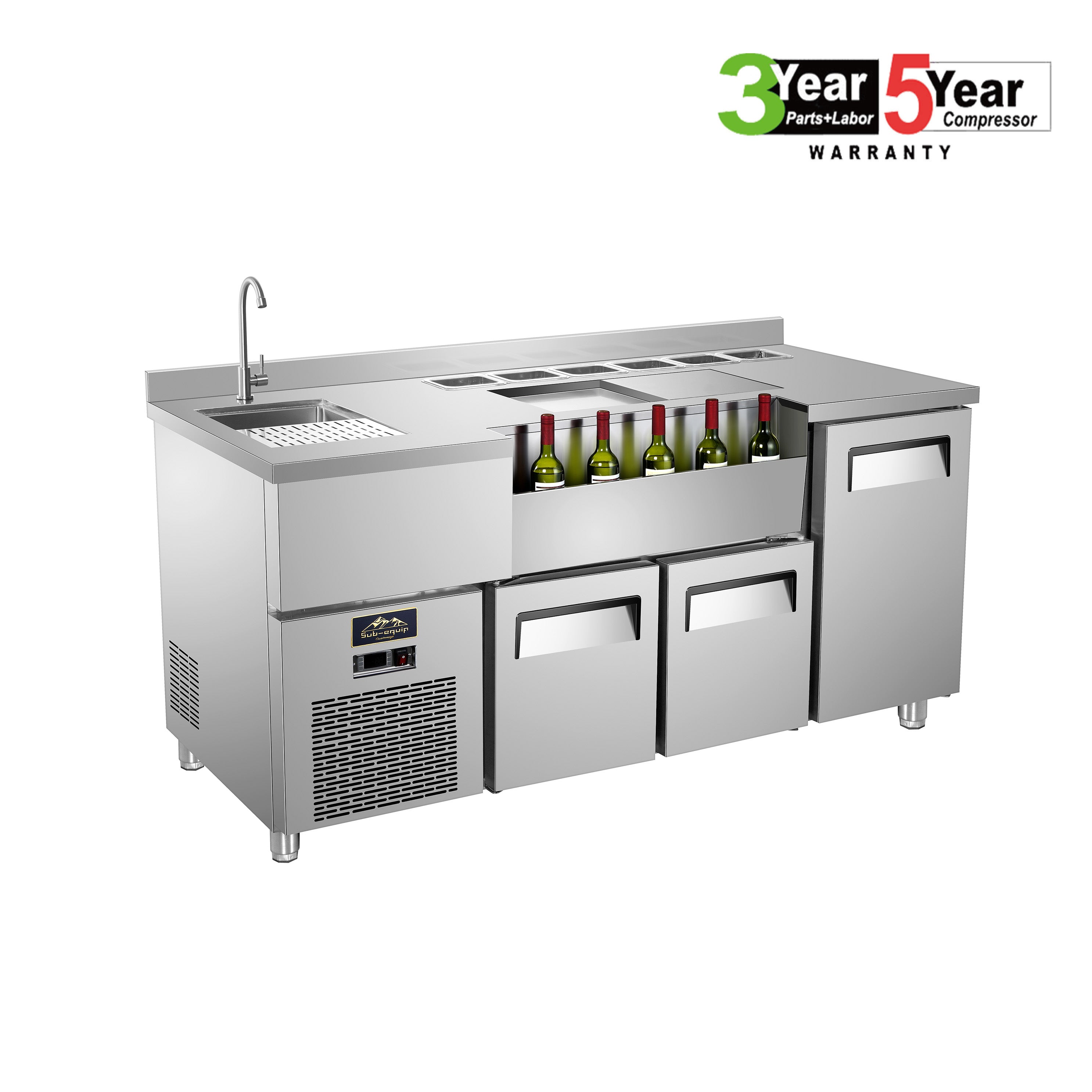 Sub-equip, 72" Commercial Workstation Refrigerator - Chefcoca
