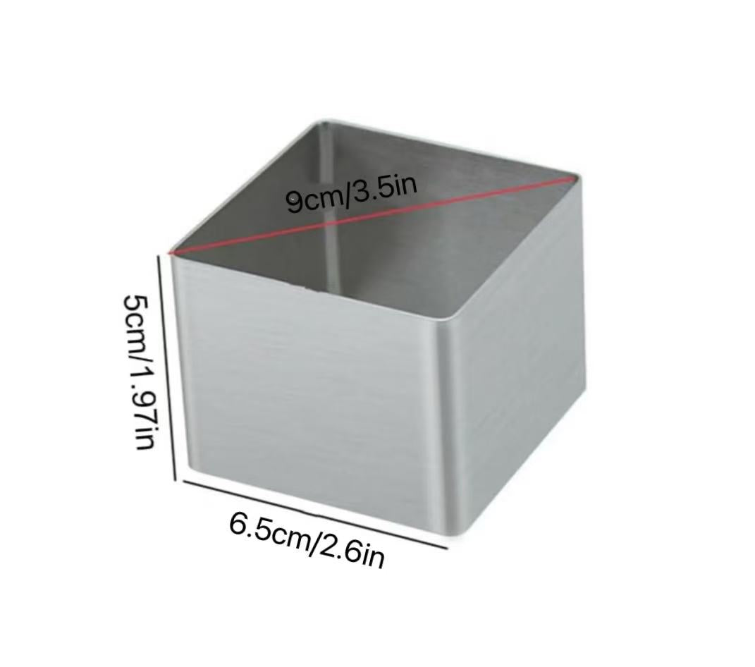 Chefco, 9861/P0035, 3.5" Stainless Steel Square Mousse Ring-(5cm/2"H)