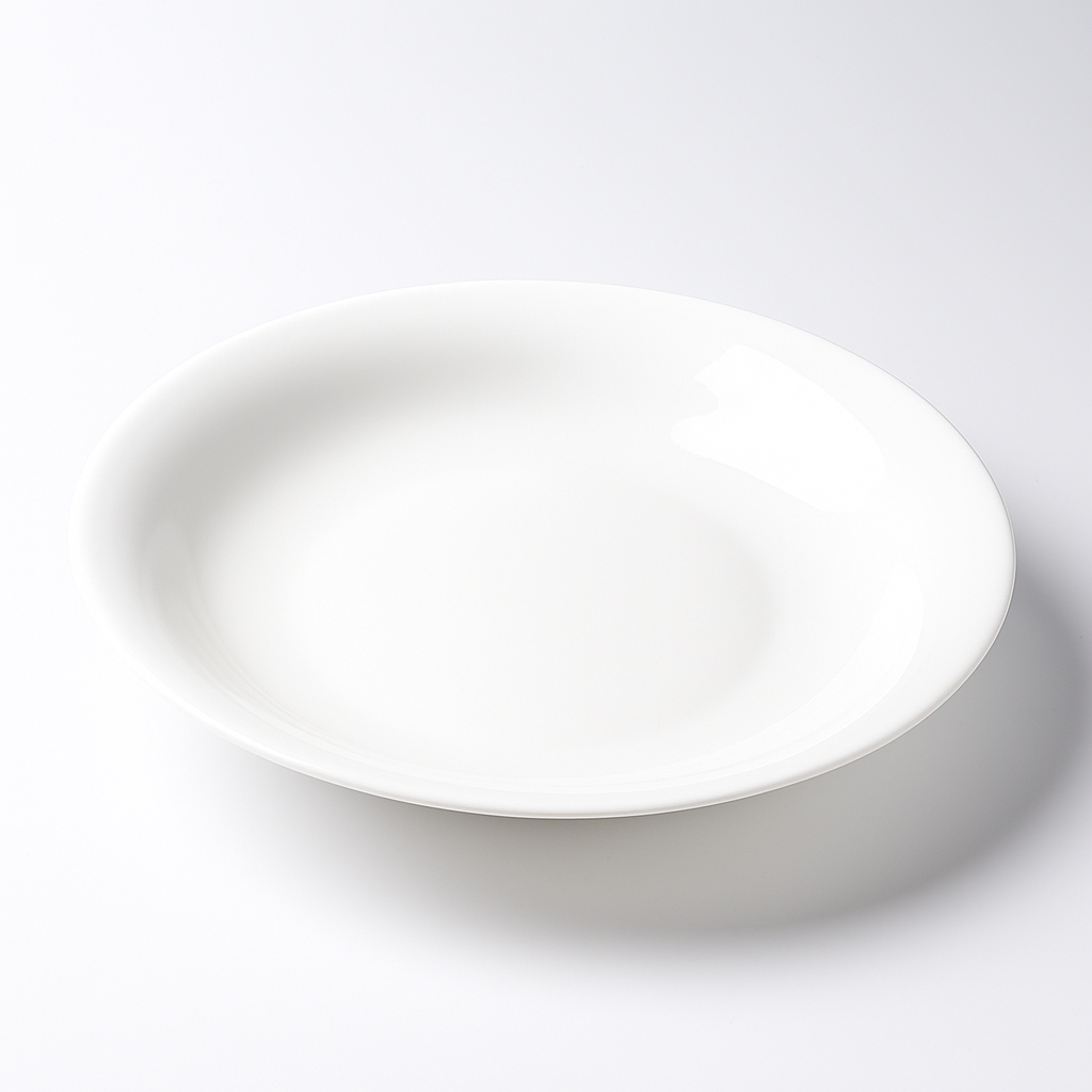 Chefco,C610-122N,12" Dia white Ceramic Round Dynasty Rim Plate
