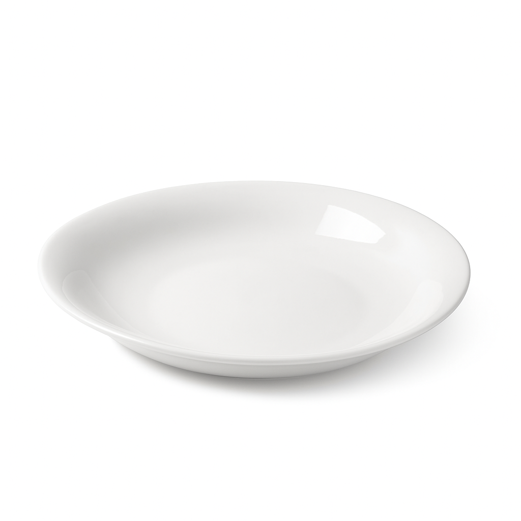Chefco,C610-122N,12" Dia white Ceramic Round Dynasty Rim Plate