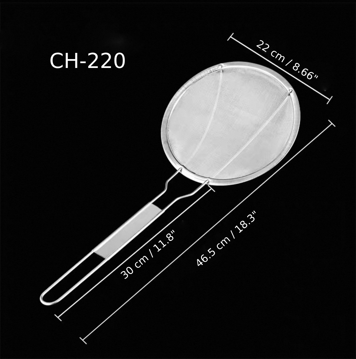 Chefco, CH-220F,Mesh Skimmer, Stainless Steel, Fine, 22cm - Chefcoca