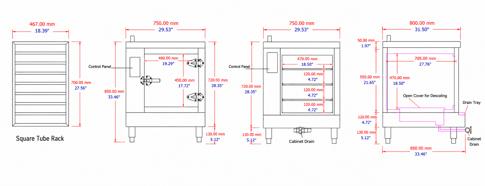 Chefco, ES-3C, 29.5" x 33.5" x 33.5" Countertop electric steamer, 6kw