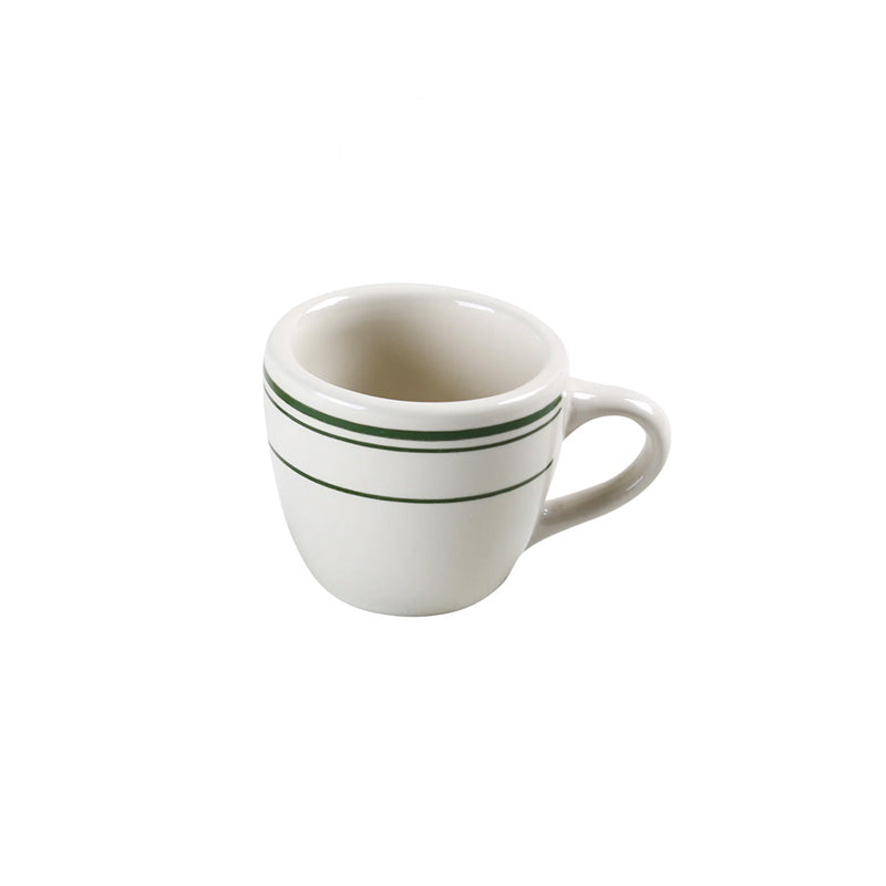 Chefco, VIC-35 Green line Espresso Cup,2- 1/2" Dia,2-1/2" H,3.5 oz, Porcelain China
