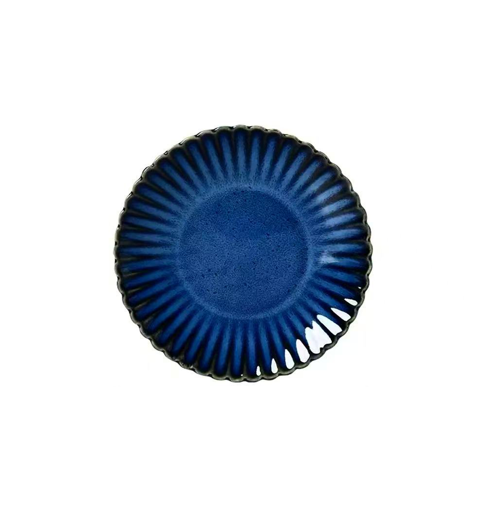 Chefco,JS2103,8"Dia Dark Blue Round Flower Shape Plate