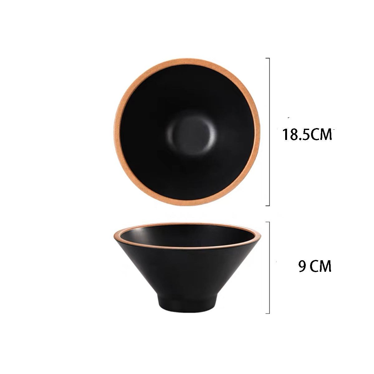 Black and Orange Colour Block Ramen Melamine Bowl (#DAA120-060,DAA120-070,#DAA120-080) - Chefcoca