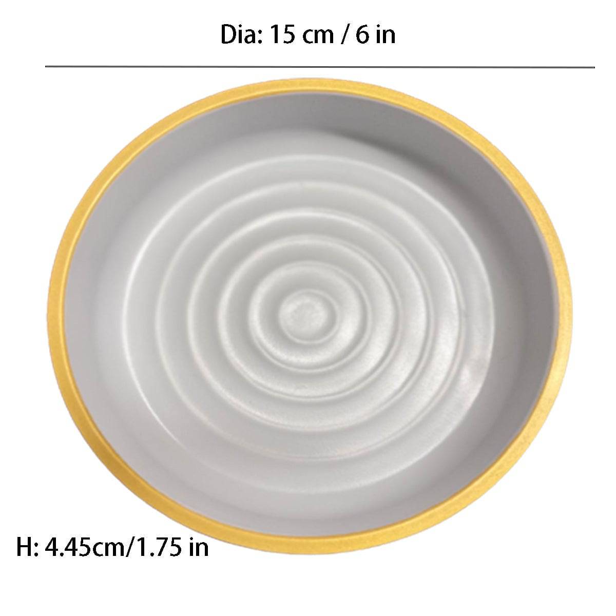 Round Light Grey With Golden border Pattern Korean Style Deep Plate - Chefcoca