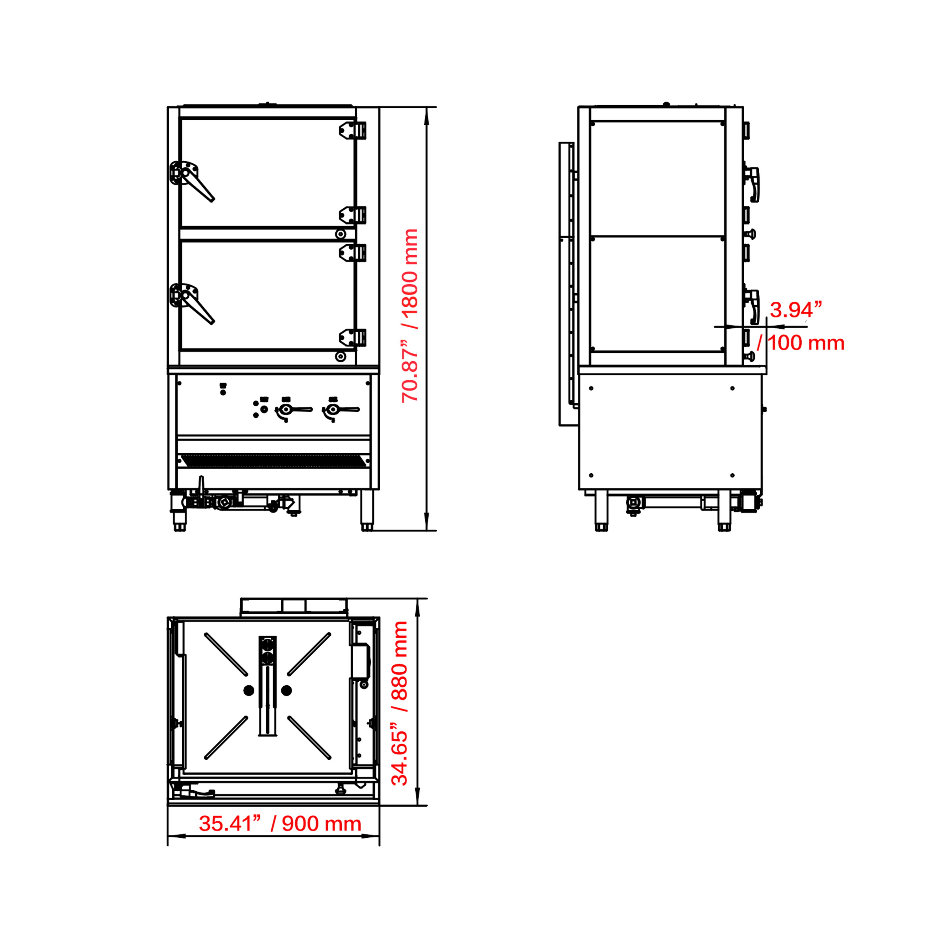Turbo Range, ESC-3-S1, Freestanding Gas Steam Cabinet-143,000 BTU, Two Deck