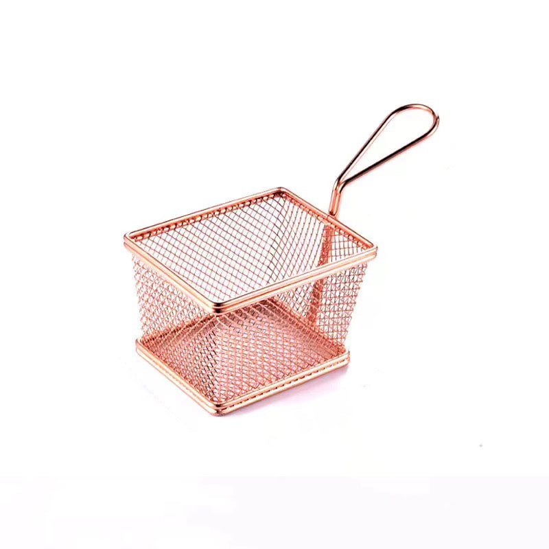Mini Square Fry Serving Basket-Golden (FBM-108G) - Chefcoca