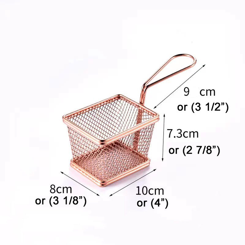 Mini Square Fry Serving Basket-Golden (FBM-108G) - Chefcoca