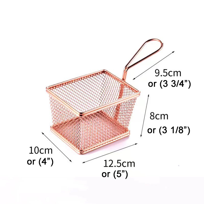 Mini Square Fry Serving Basket-Golden (FBM-12510G) - Chefcoca