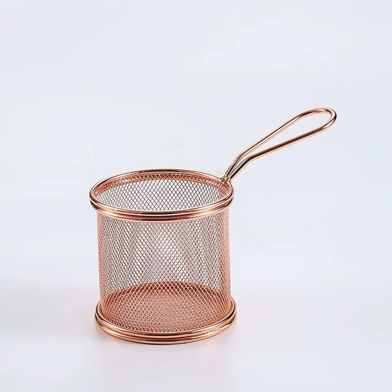 Mini Round Fry Serving Basket, Golden (9cmDia x 9cmH) - Chefcoca