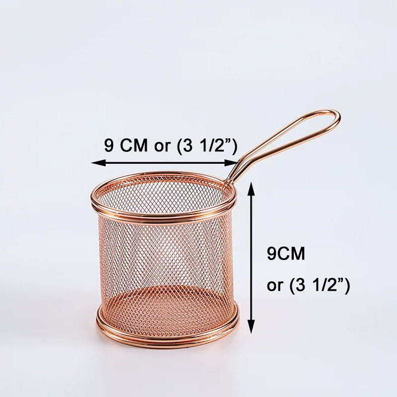 Mini Round Fry Serving Basket, Golden (9cmDia x 9cmH) - Chefcoca