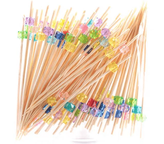 Cocktail Picks Handmade Bamboo Toothpicks 4.7'' Multicolor Dice (100 Pieces) - Chefcoca