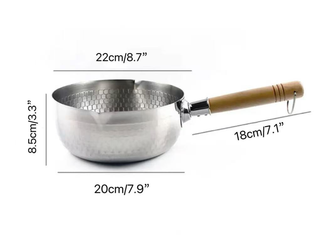 CHEFCO,GC422S,Stainless Steel Sauce Pan with Wooden Handle - Chefcoca