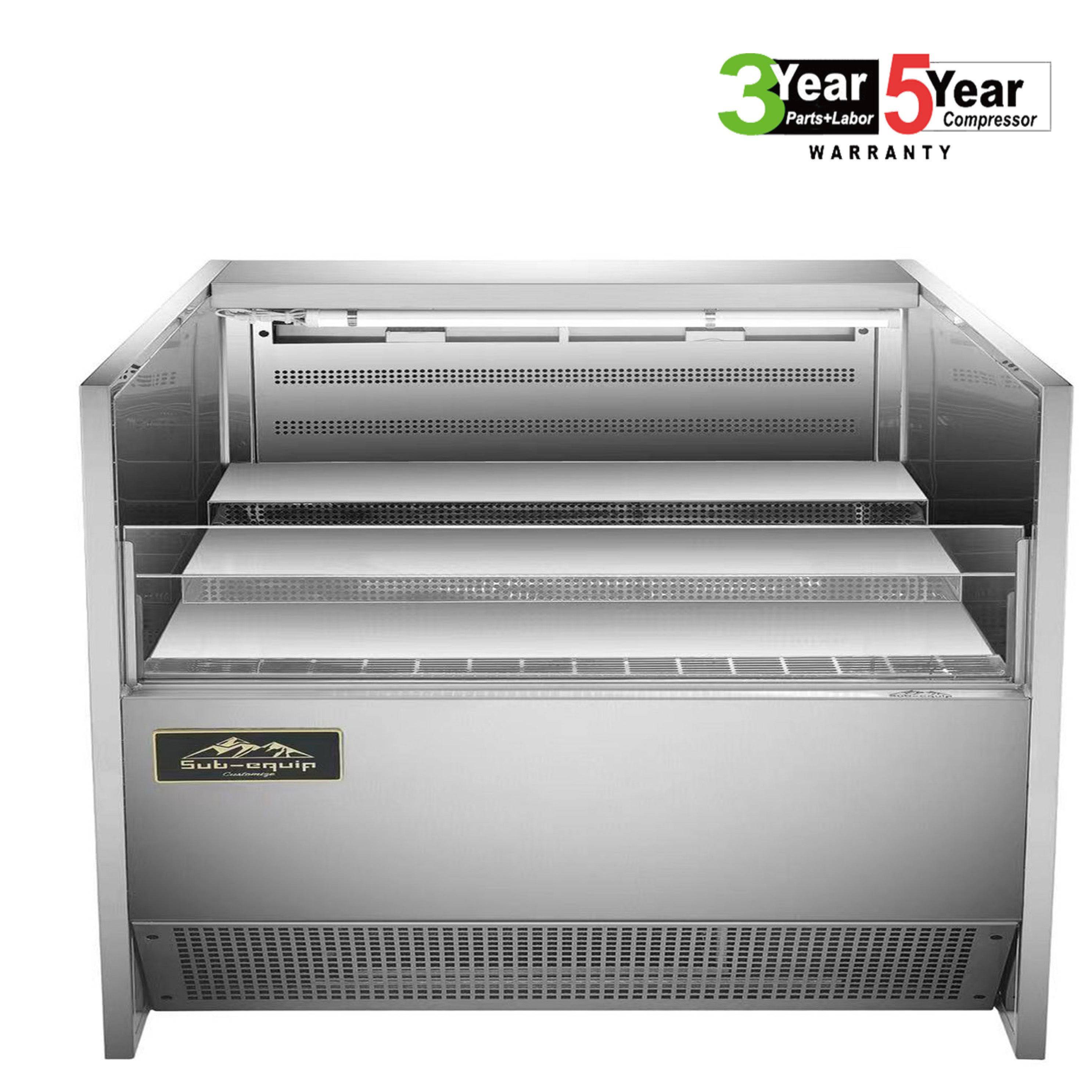 Sub-equip,59" Low Profile Horizontal Air Curtain Open Refrigerated Display Case, Grab and Go refrigerator self-serve counter case (W59" X D34"X H33") - Chefcoca