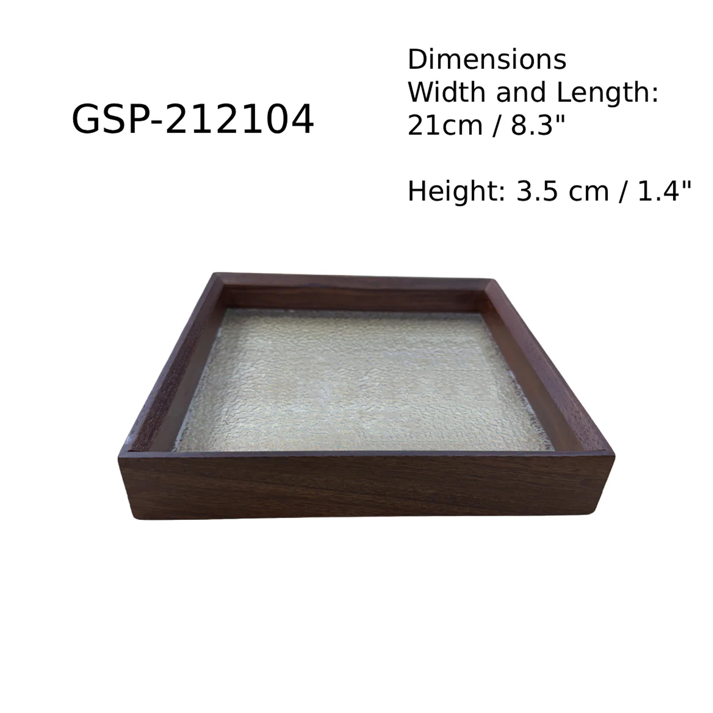 Chefco, Square Glass Serving Plate with Wooden Frame (GSP-212104) - Chefcoca