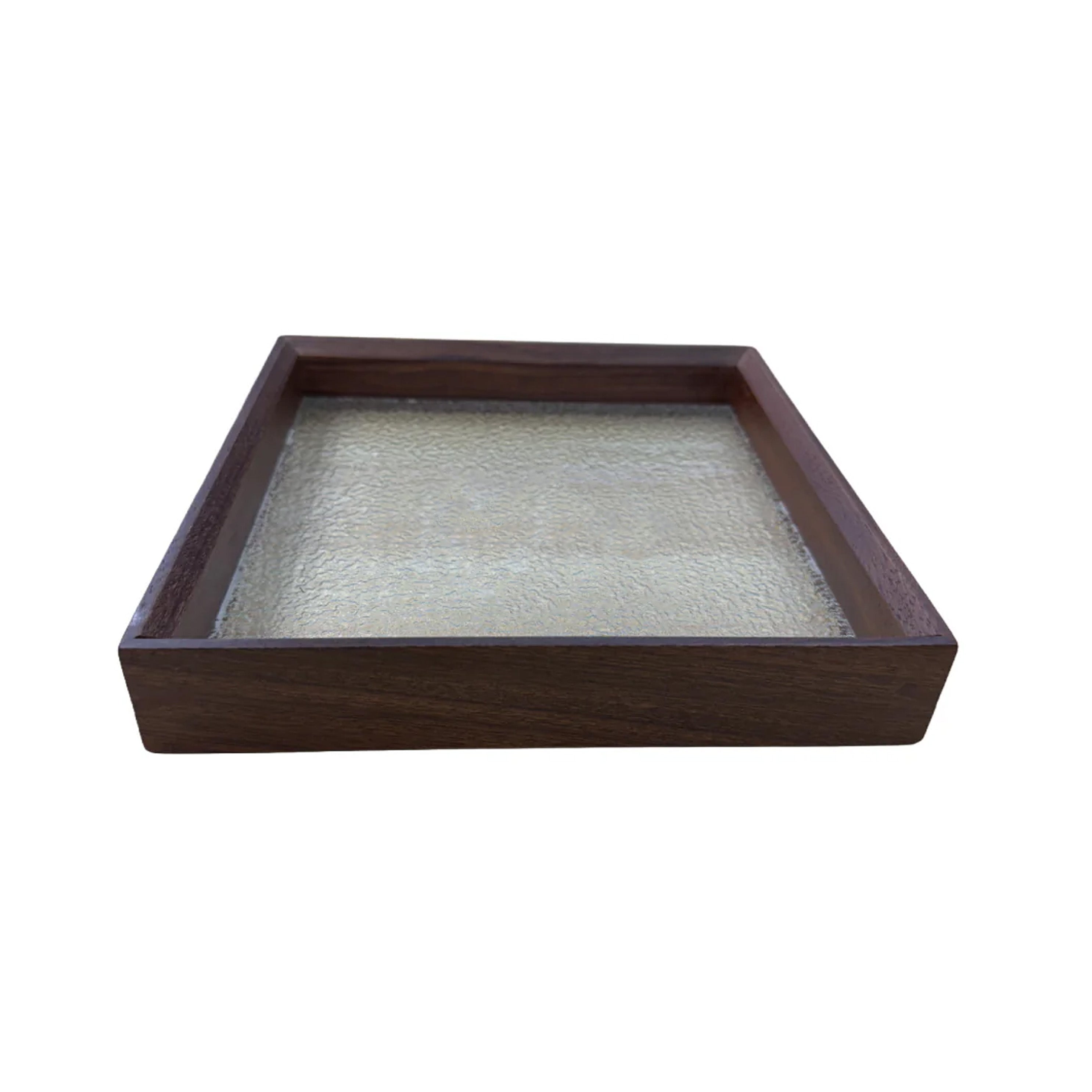 Chefco, Square Glass Serving Plate with Wooden Frame (GSP-212104) - Chefcoca