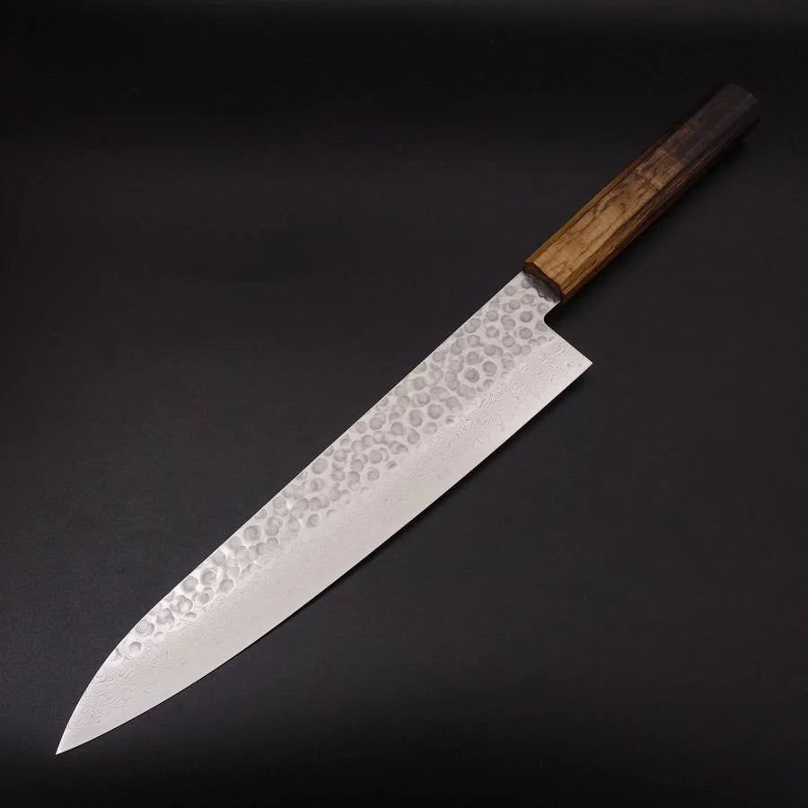 MUSASHI Gyuto VG-10 Tsuchime Damascus Yaki-Urushi Handle 240mm (157-240) - Chefcoca