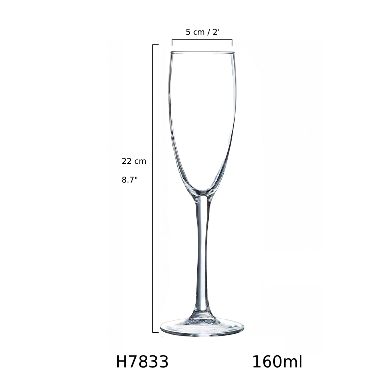 Chefco, Champagne Glass, 160ml (H7833) x 6pcs - Chefcoca