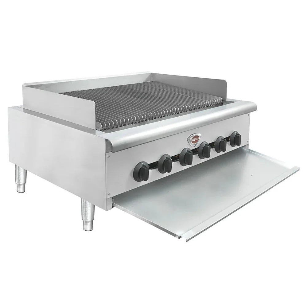 Wells HDCB-3630G Natural Gas Heavy Duty 36" Charbroiler - 120,000 BTU - Chefcoca