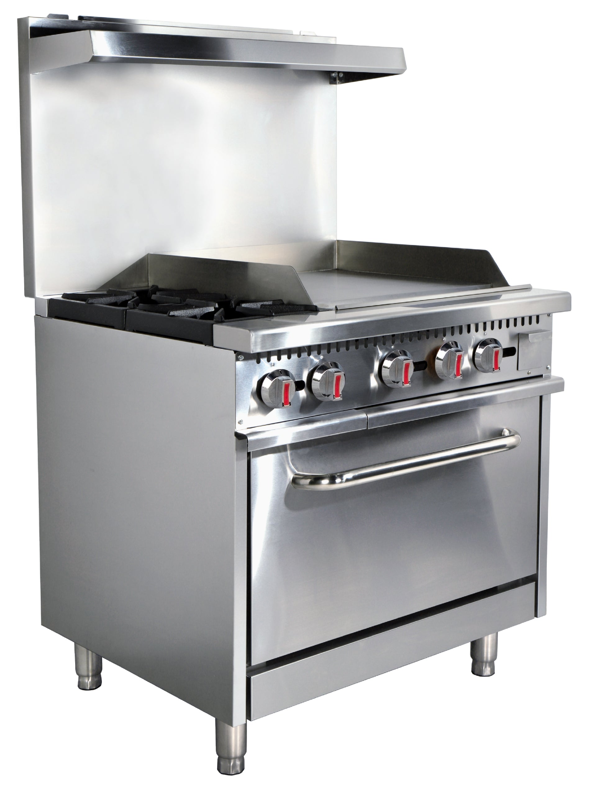 Turbo Range, 36" Range with 2 Burners & 24" Griddle top & Oven (TR-R36-G24-2B-J) - Chefcoca