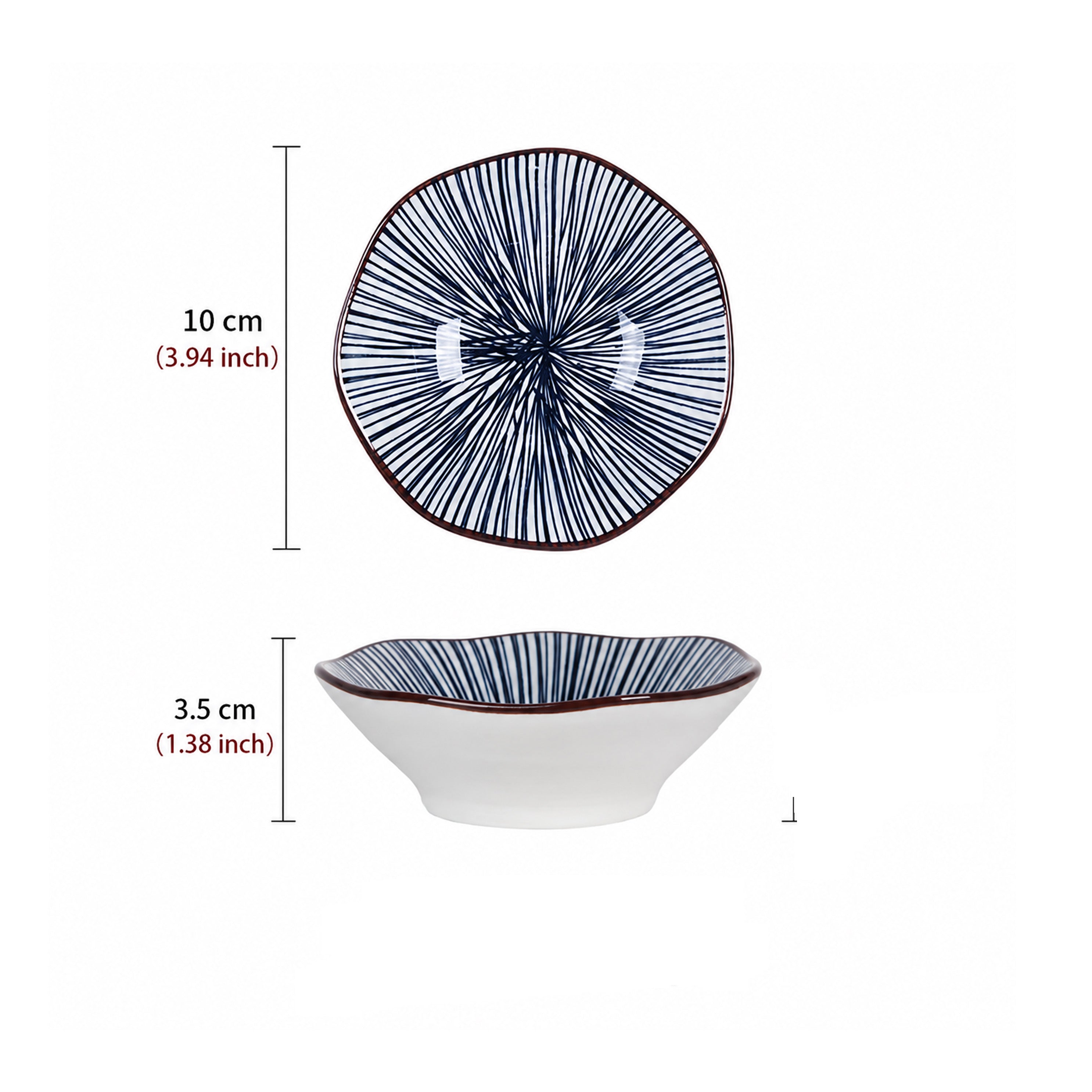 CHEFCO, HFXS-002, 4" Japanese-style Blue Stripe Lotus Melamine Dish