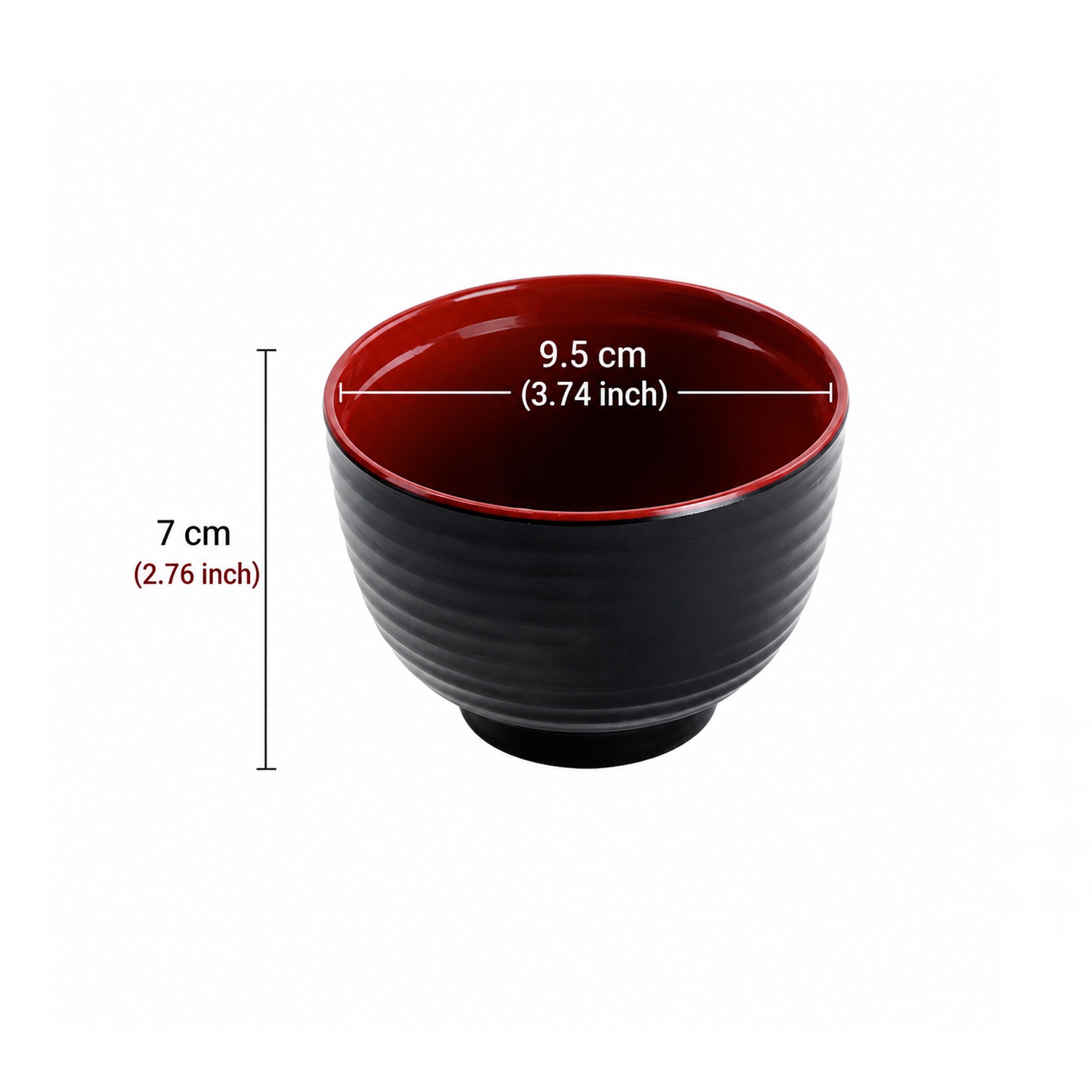 CHEFCO,HH-009-2, Red and Black Melamine Miso Soup Bowl