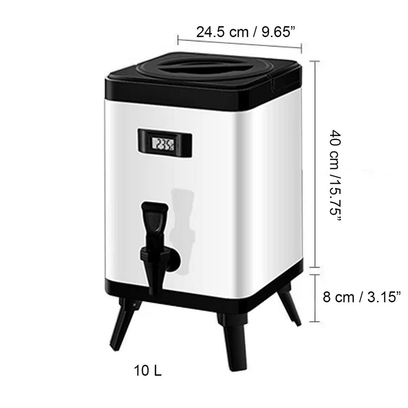 Insulated Beverage Dispenser With Thermometer, White  (IBD-10L)
