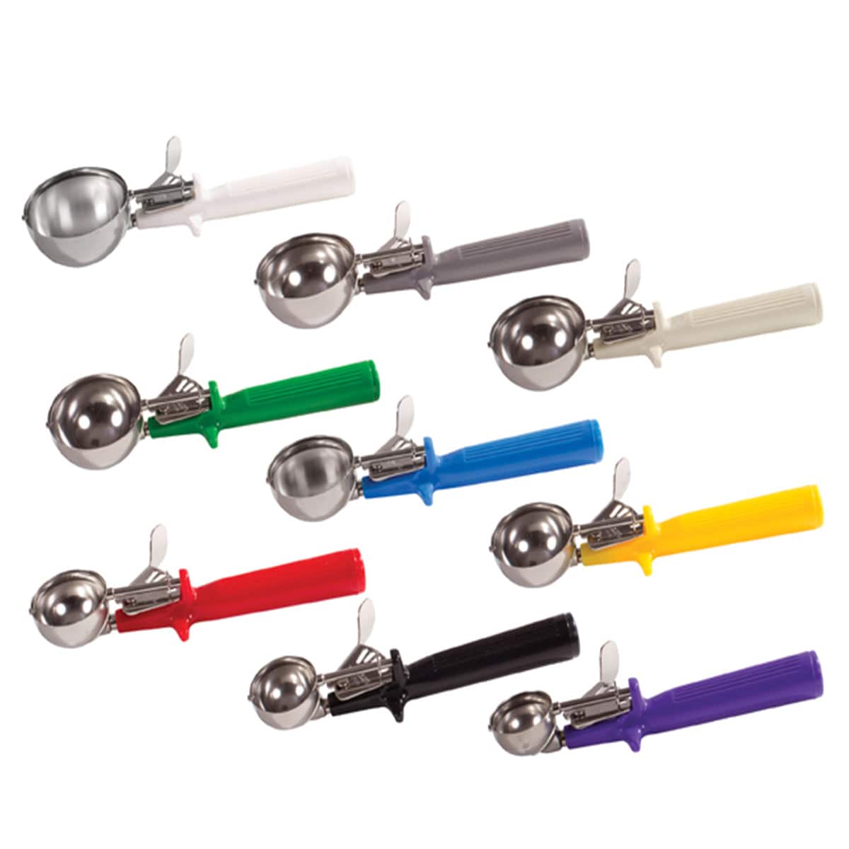 Thumb-Press Dishers, 18/8 Stainless Steel, One-Piece Plastic Handle - Chefcoca