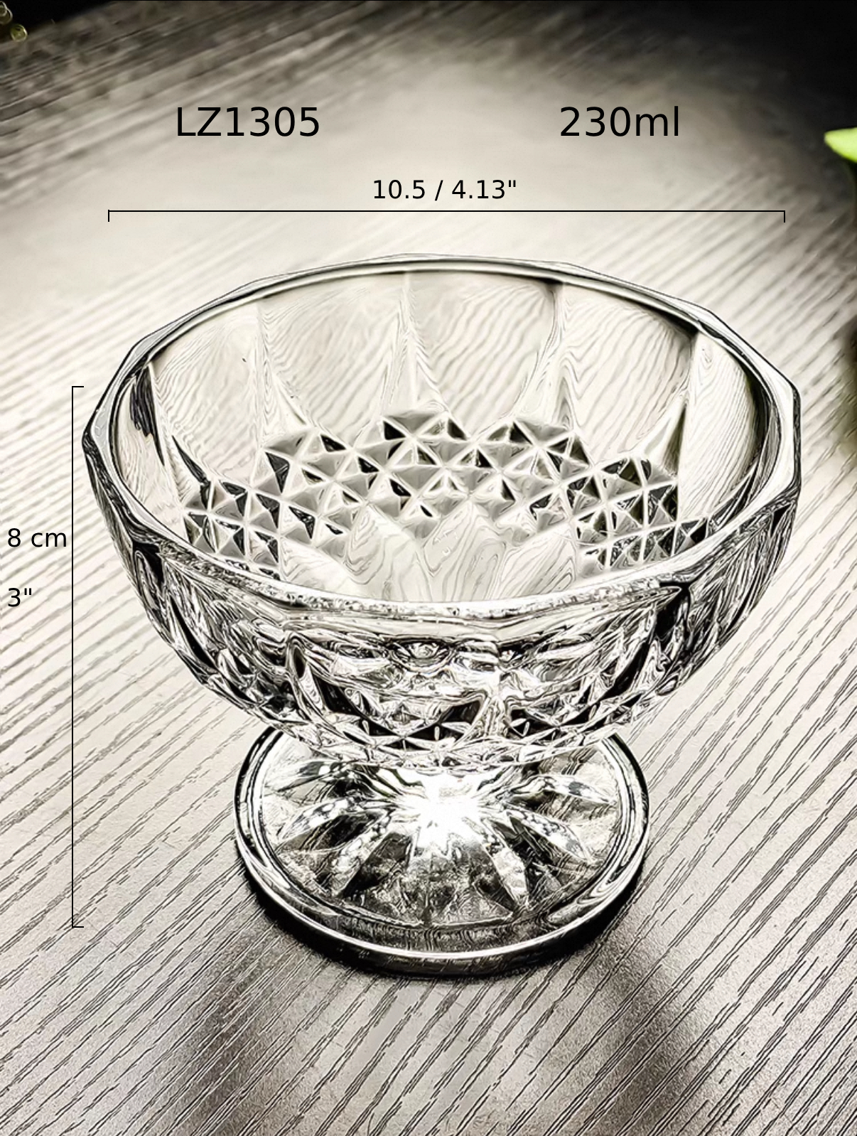 Ice Cream Glass Dessert Bowl, Blinkmax, 230ml (LZ1305) - Chefcoca