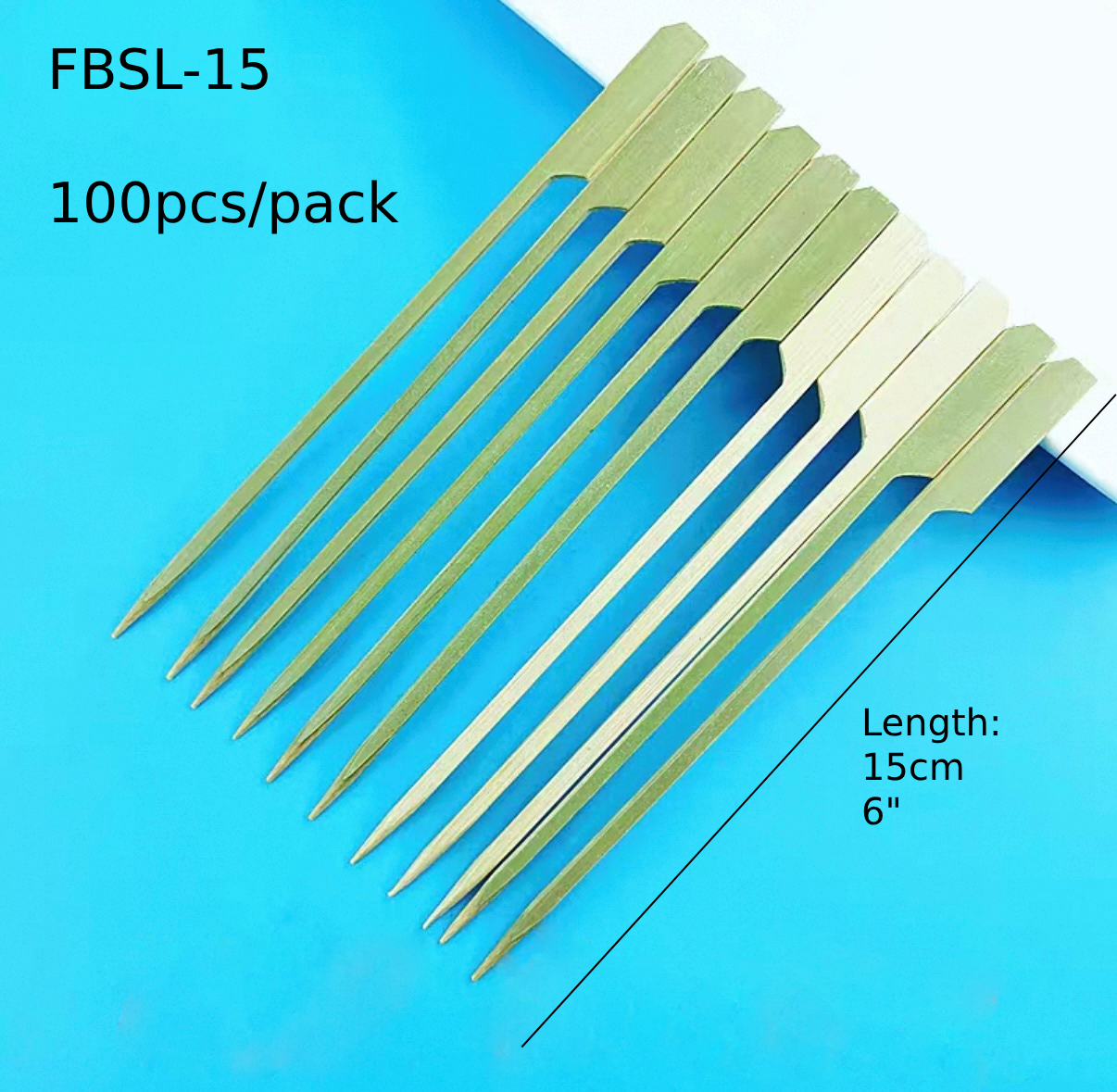 Flag Shaped Bamboo Skewers, 6"/15cm, 100pcs/pack(FBSK-15) - Chefcoca
