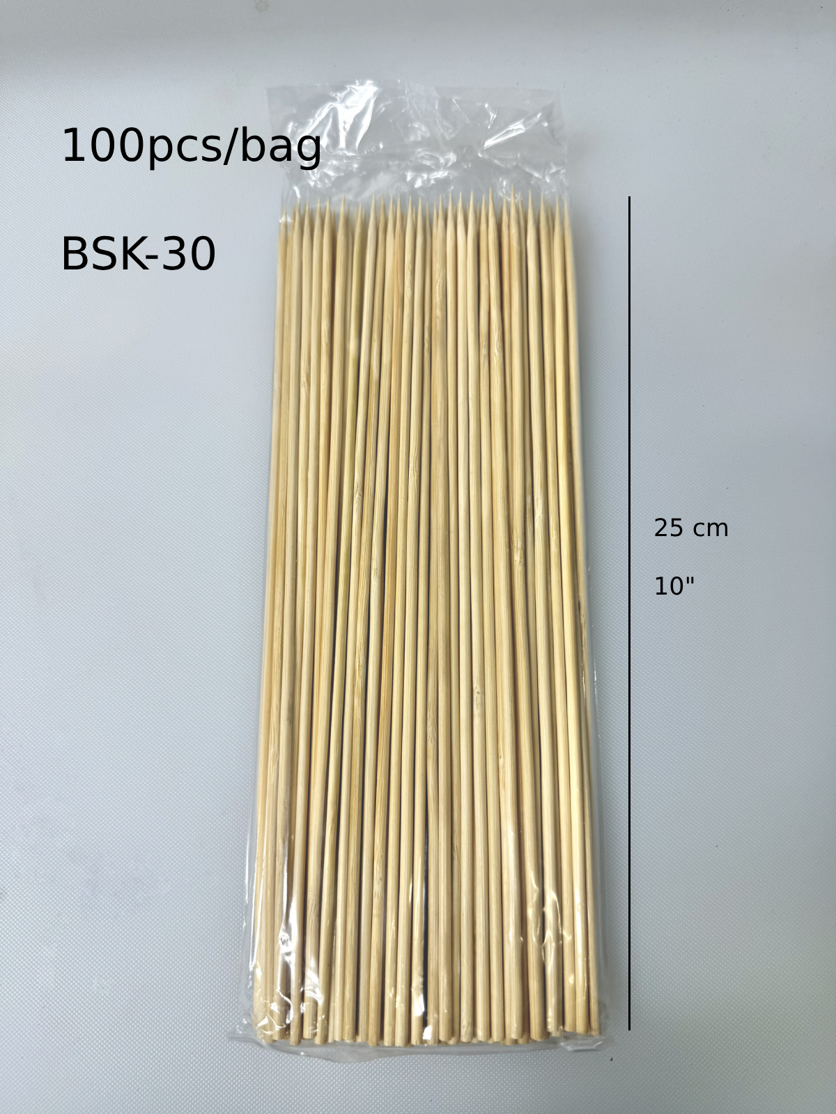 Bamboo Skewers, 200 pieces per bag, 10"/25cm (BSK-25) - Chefcoca