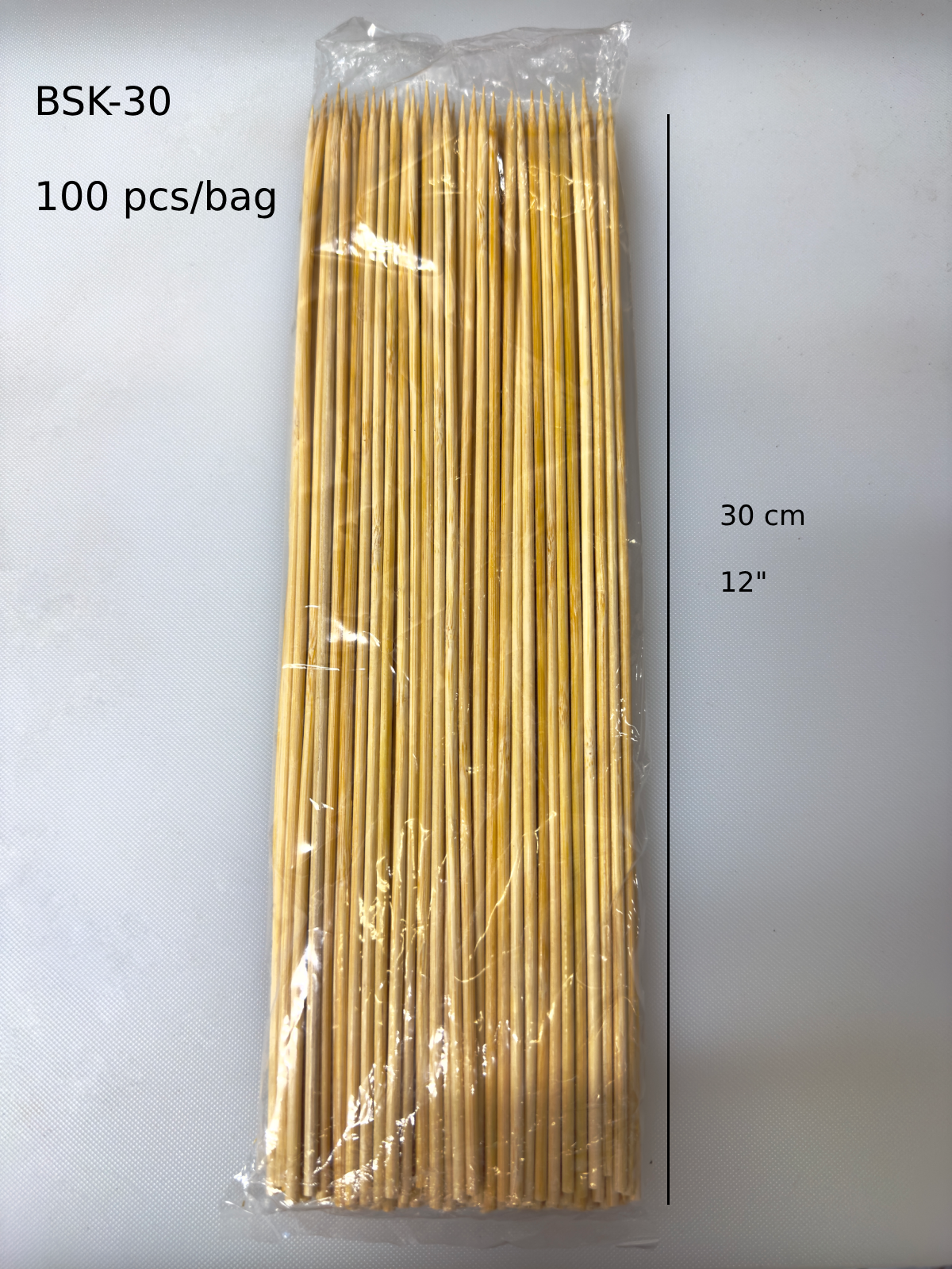 Bamboo Skewer, 100 pieces per bag, 12"30cm (BSK-30) - Chefcoca