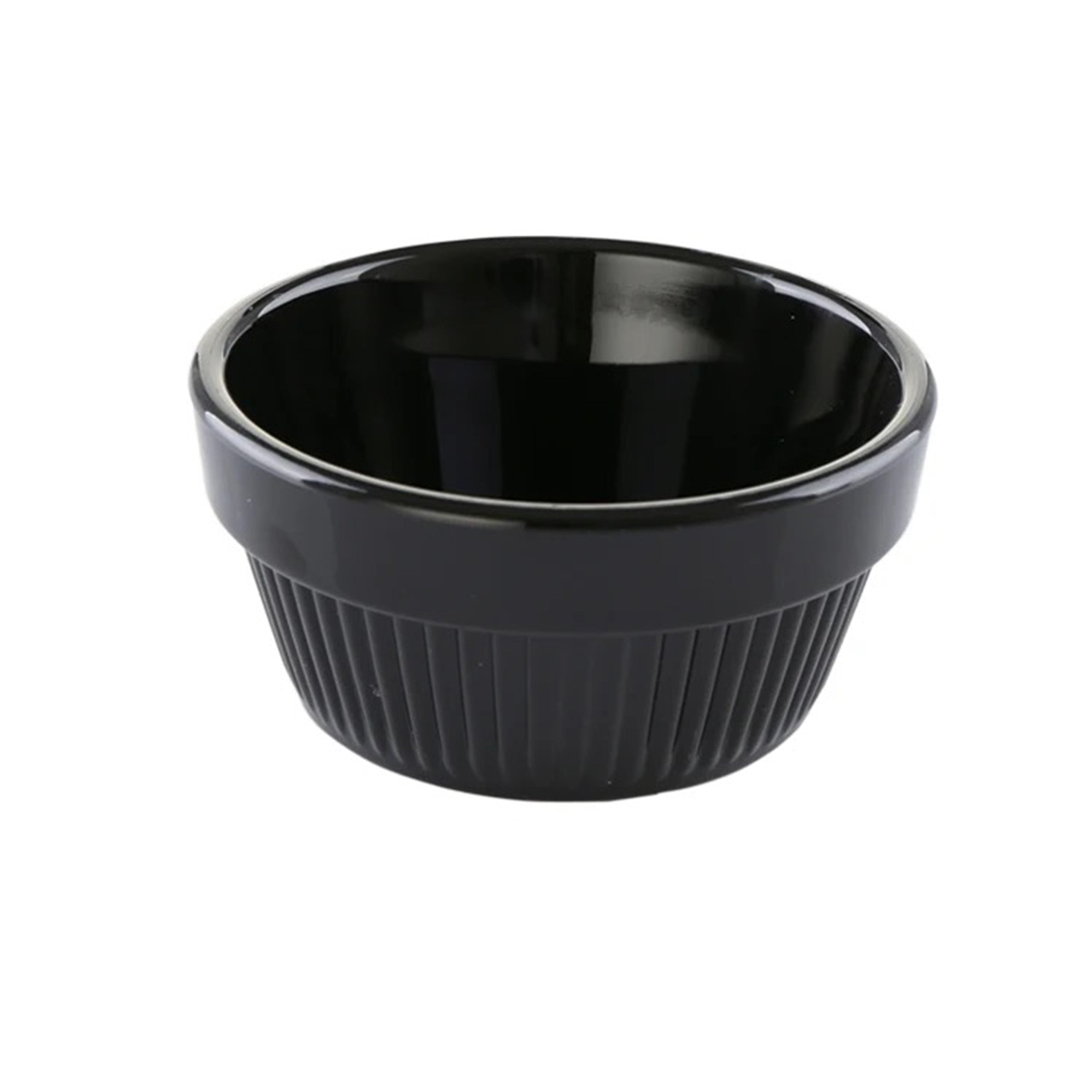 2 3/4" Dia, 1 1/2" High Melamine Black Small Stripe Sauce Dish (J137740BK) - Chefcoca