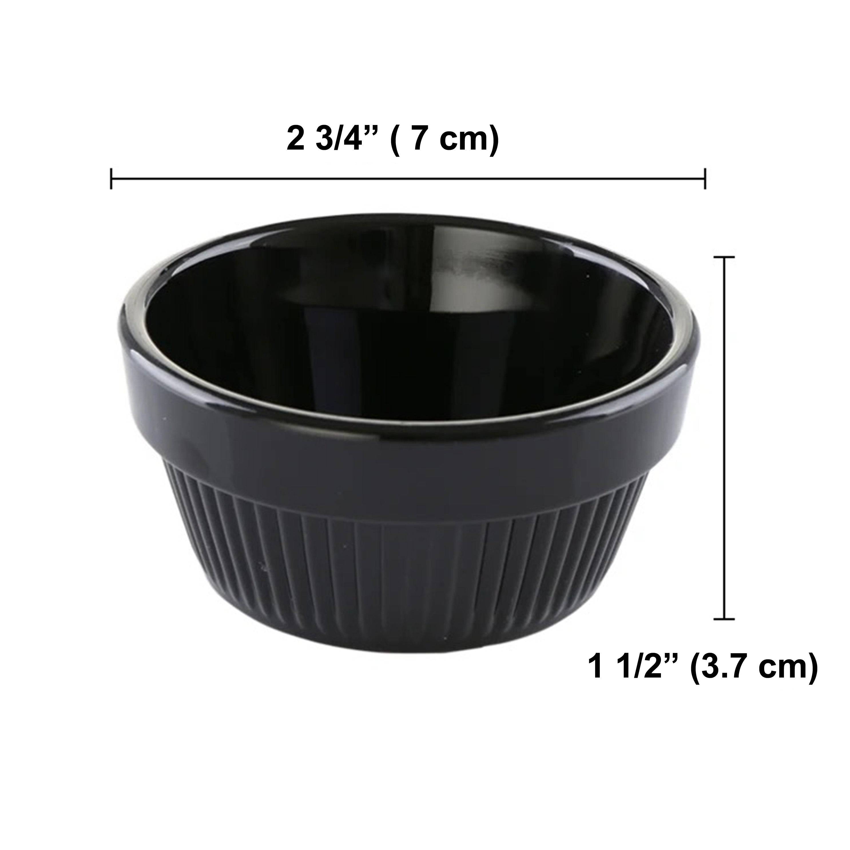 2 3/4" Dia, 1 1/2" High Melamine Black Small Stripe Sauce Dish (J137740BK) - Chefcoca