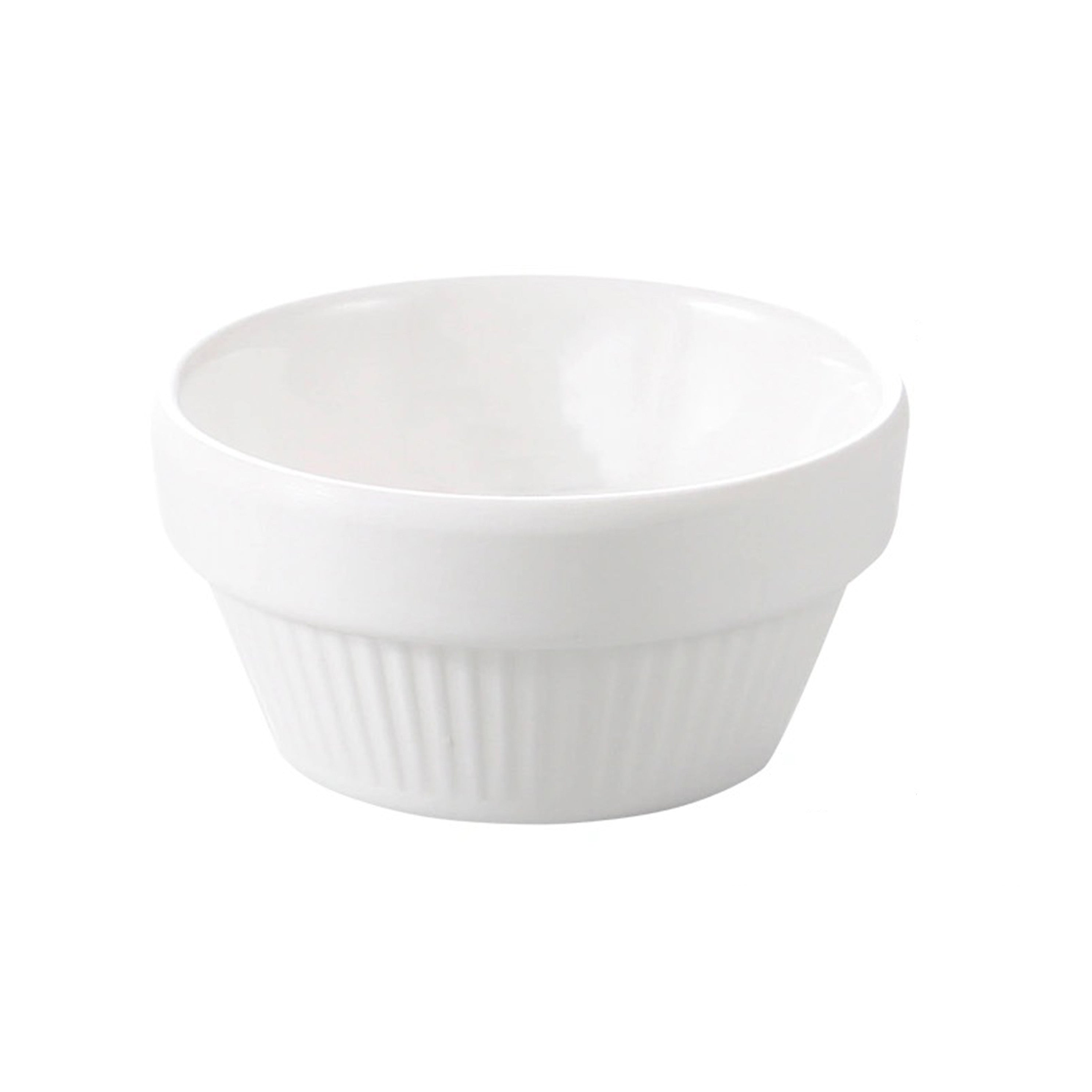 2 3/4" Dia, 1 1/2" High Melamine White Small Stripe Sauce Dish (J137740WT) - Chefcoca