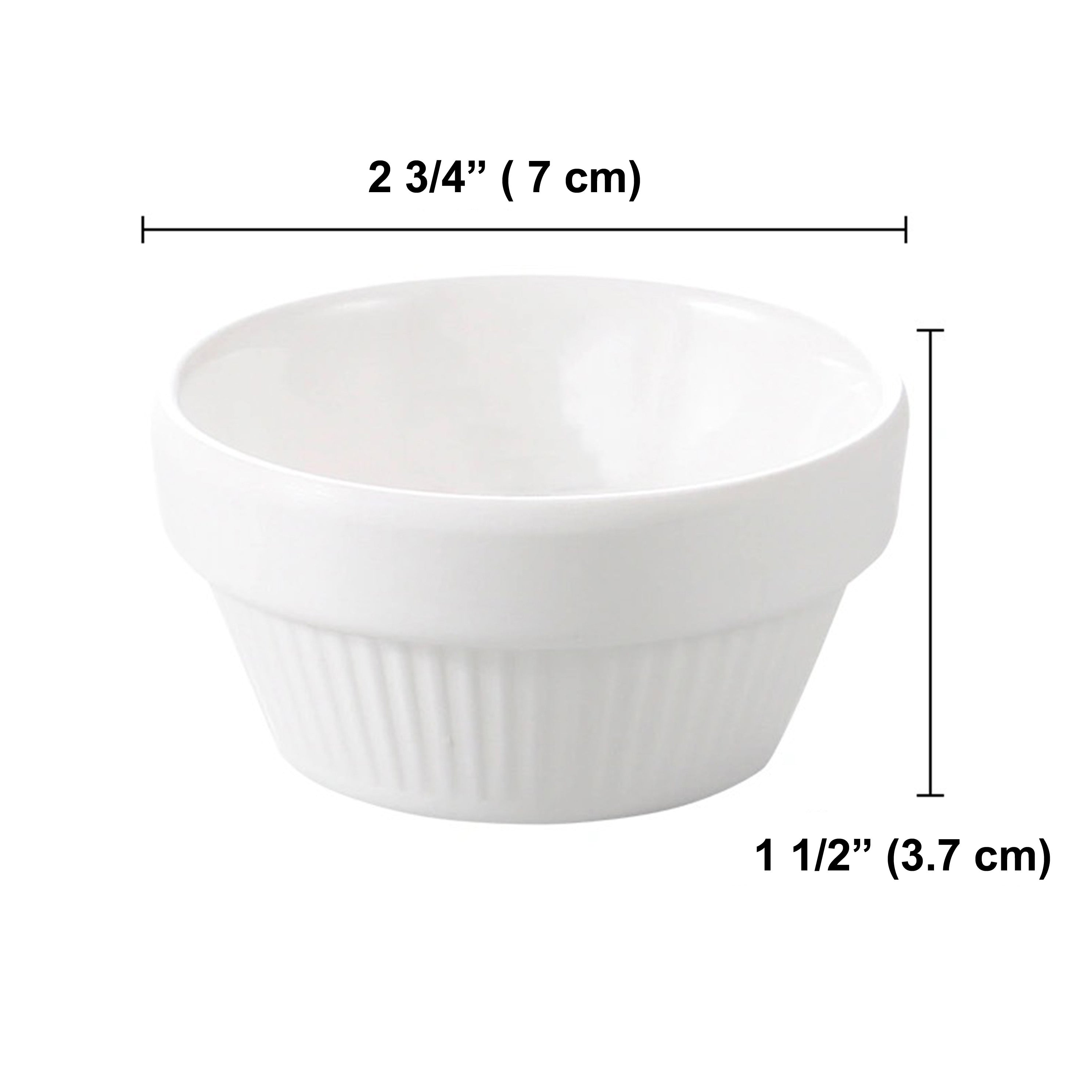 2 3/4" Dia, 1 1/2" High Melamine White Small Stripe Sauce Dish (J137740WT) - Chefcoca