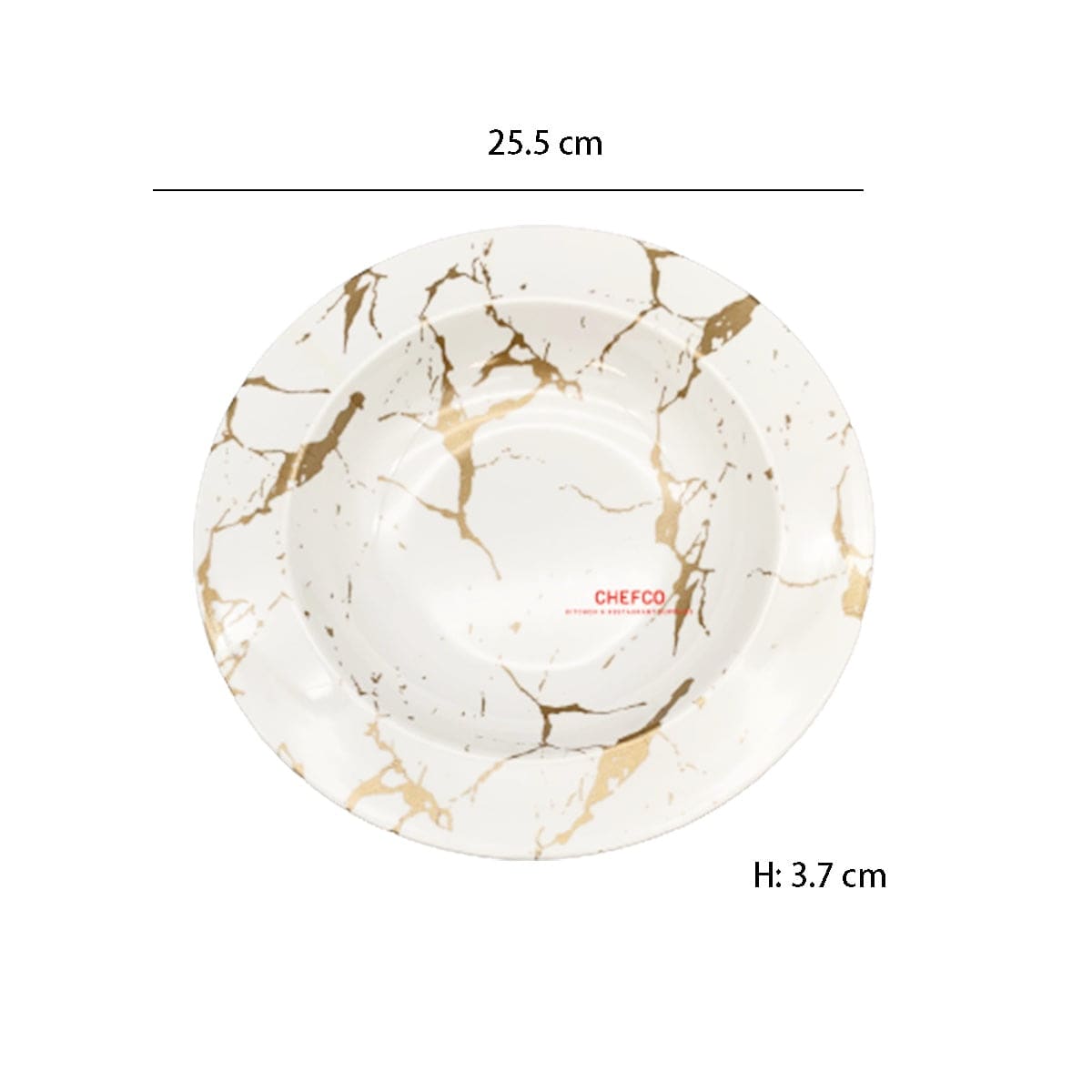 White and Gold Marble Melamine Pasta Plate (J226641-BJ) - Chefcoca