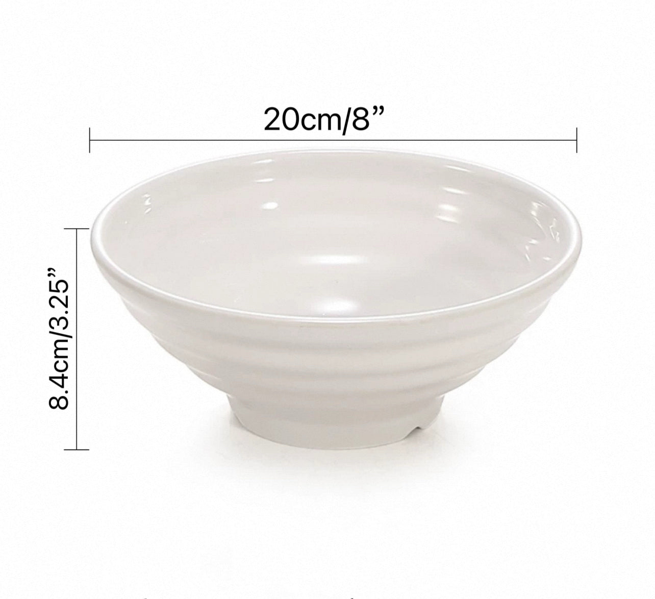 CHEFCO, J236572,Melamine White Noodle Bowl with Minimalistic Lines - Chefcoca