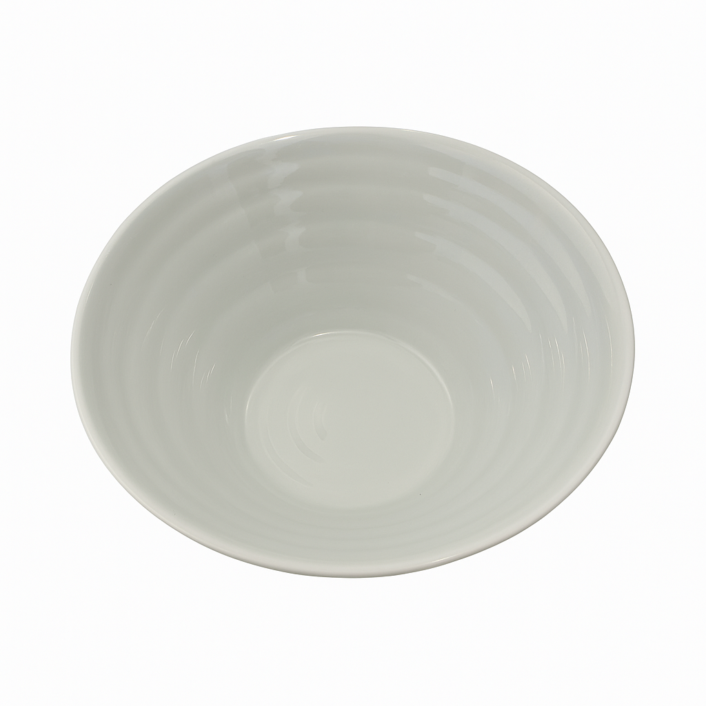 CHEFCO, J236572,Melamine White Noodle Bowl with Minimalistic Lines - Chefcoca